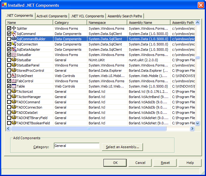 Installed .NET Components