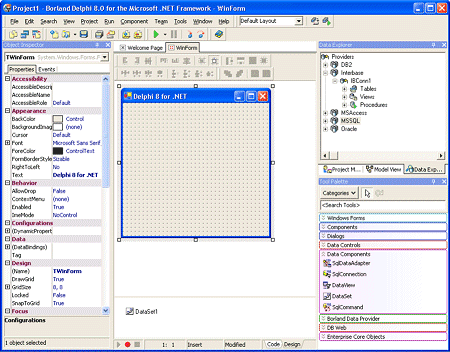 Delphi 8 for .NET IDE voor WinForms Project