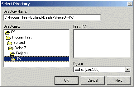 Select Directory dialoog