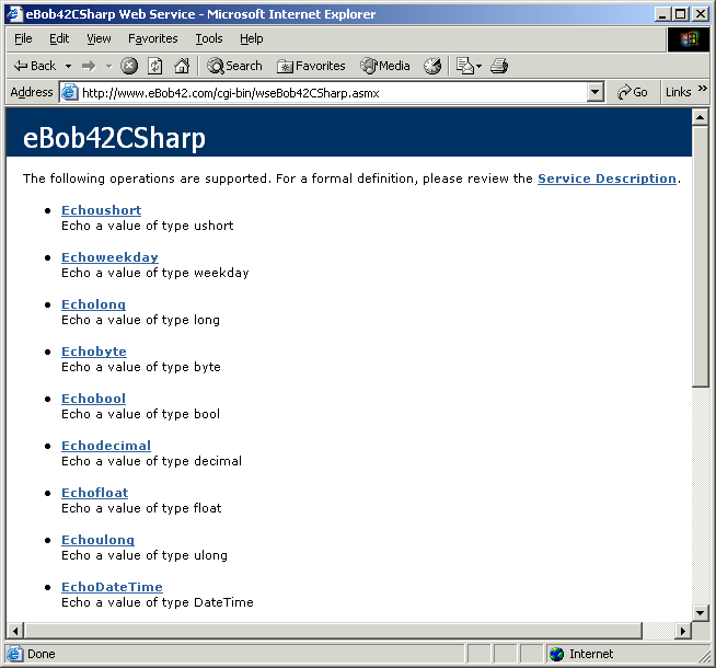 eBob42CSharp web service