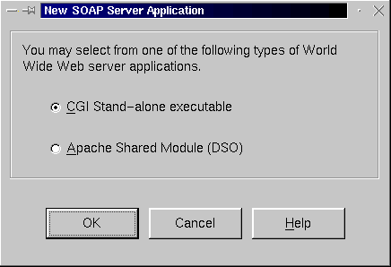 new soap server application dialoog